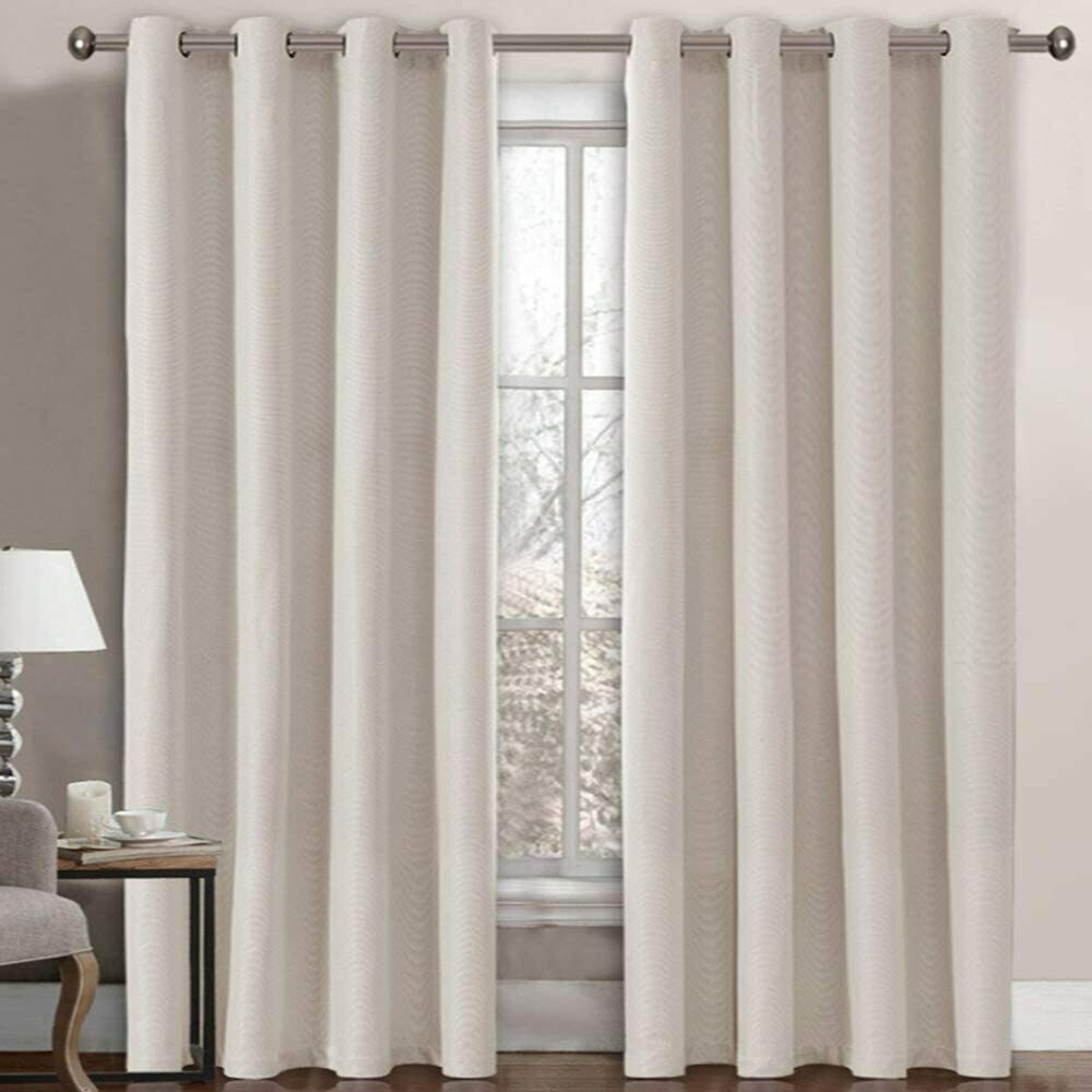 Linen Blackout Curtain 96 Inches Long for Bedroom / Living Room Thermal Insulated Grommet Linen Look Curtain Drapes Primitive Textured Burlab Effect Window Drapes 1 Panel - Ivory