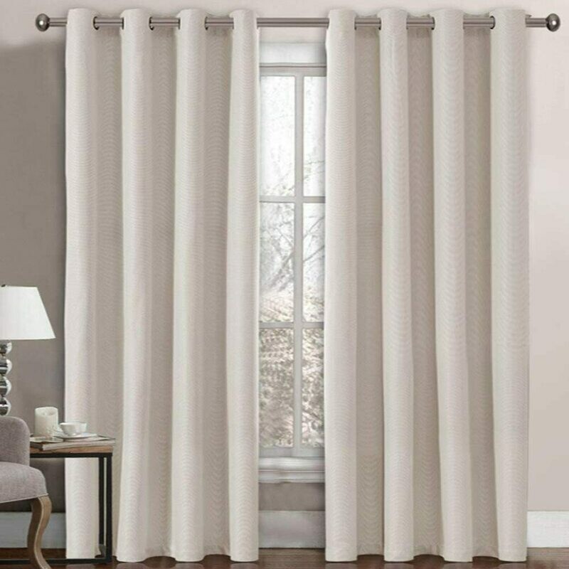 Linen Blackout Curtain 96 Inches Long for Bedroom / Living Room Thermal Insulated Grommet Linen Look Curtain Drapes Primitive Textured Burlab Effect Window Drapes 1 Panel - Ivory