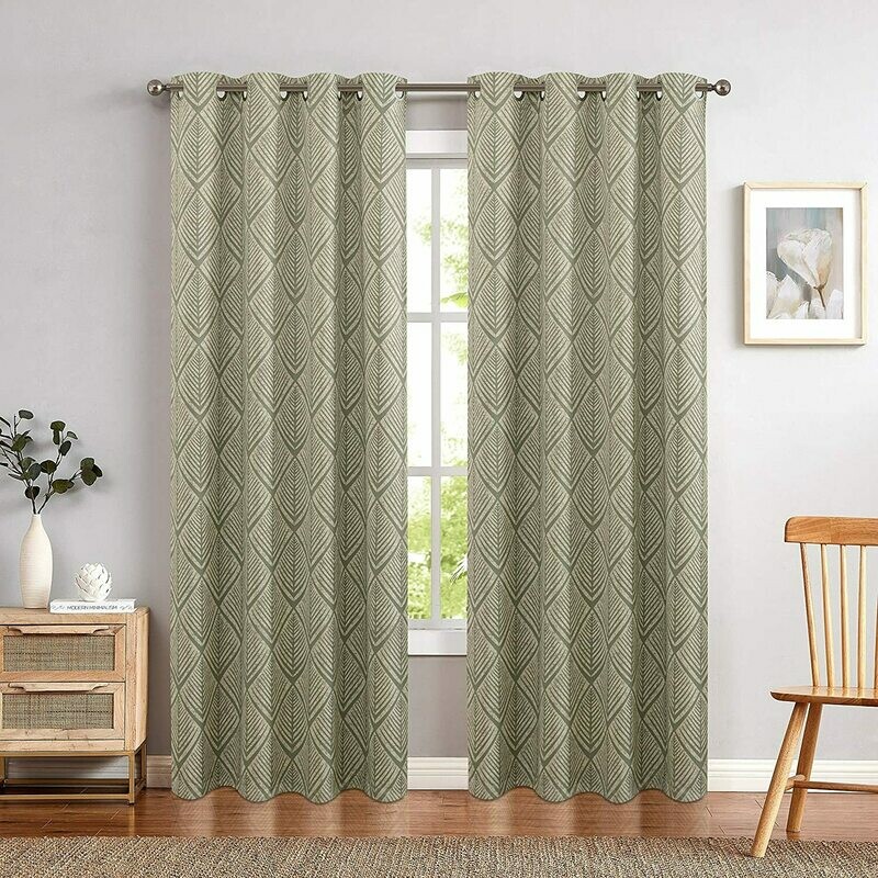jinchan Blackout Curtains Geometric Patterns Design Grommet Top Bedroom Window Curtains Room Darkening Thermal Insulated Drapes 84&quot; L