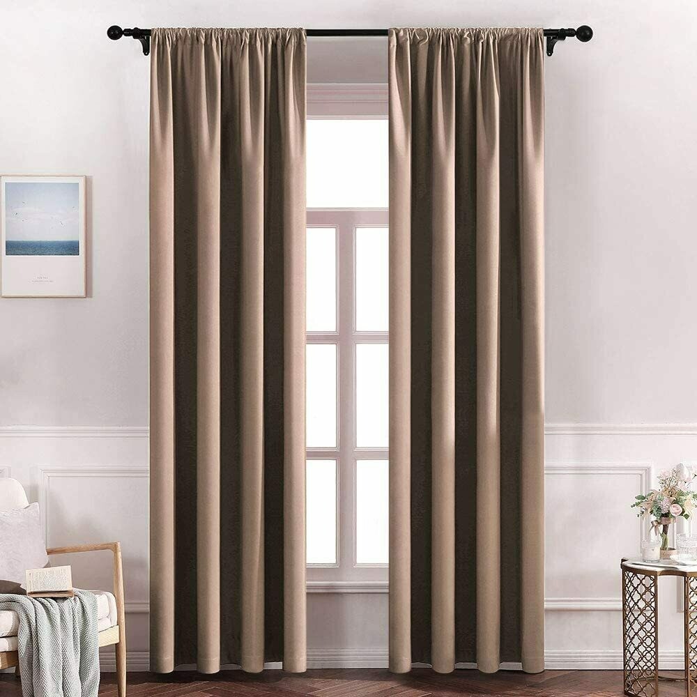 MIULEE 100% Blackout Curtains for Living Room Darken Extra Long Window Curtains for Light Block Out and Thermal Insulated, 2 Panels, W 52 x L 108 inches