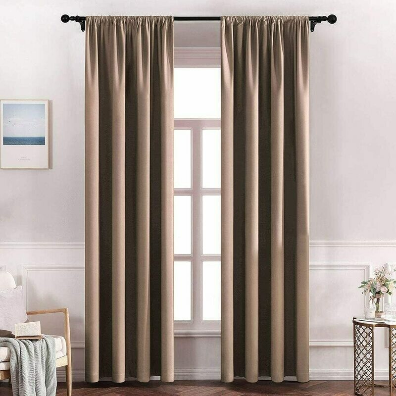 MIULEE 100% Blackout Curtains for Living Room Darken Extra Long Window Curtains for Light Block Out and Thermal Insulated, 2 Panels, W 52 x L 108 inches