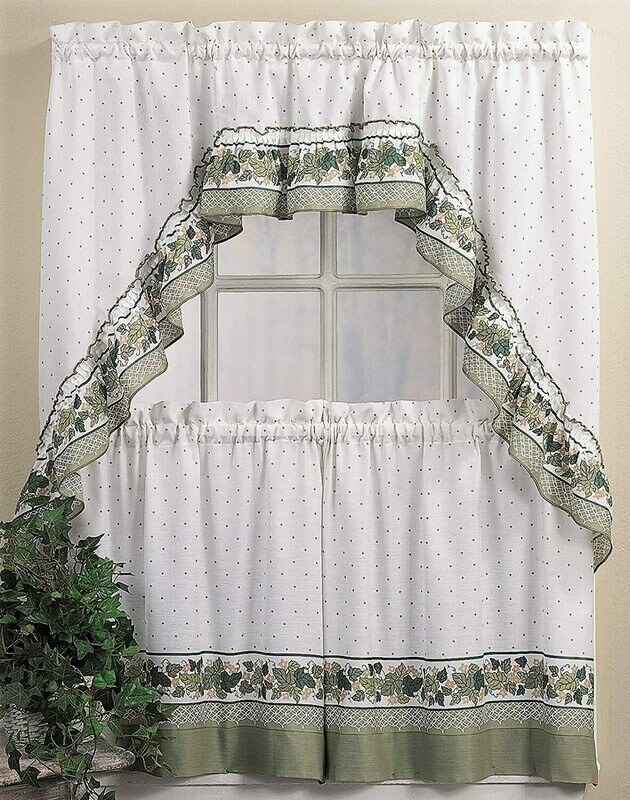 CHF &amp; You Cottage Ivy Country Curtain Tier And Swag Set, Multi, 56-Inch X 36-Inch