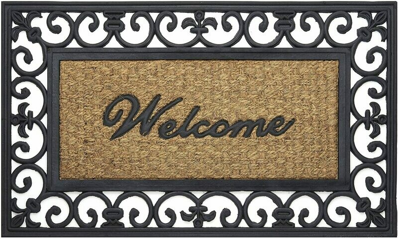 Achim Home Furnishings WRM1830FL6 Wrought Iron Rubber Door Mat, 18 by 30&quot;, Black/Brown