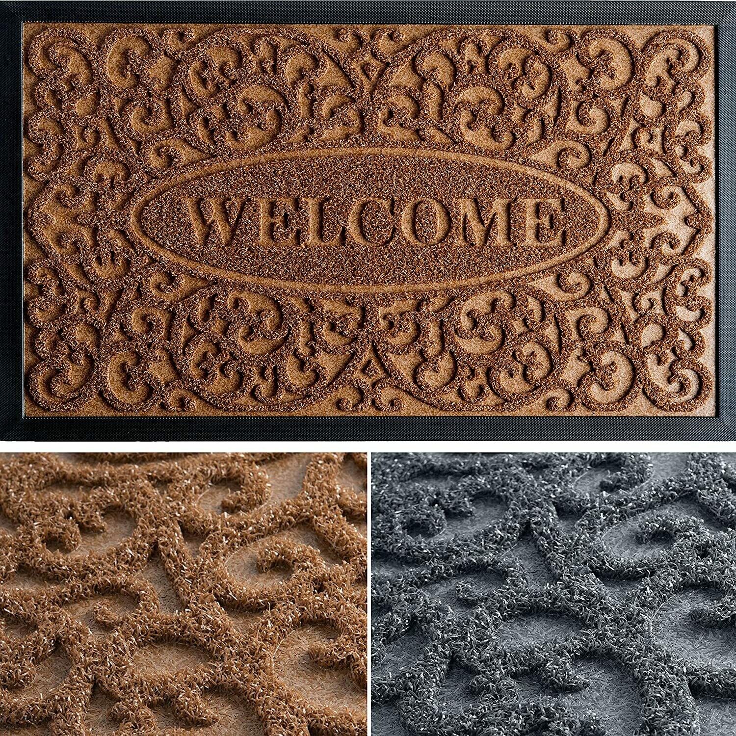 Welcome Mats for Front Door Outdoor - Exclusive Door Mat - 30x18 Welcome Mat - Front Door Mat - Door Mats for Outside Entry - Brown Entryway Rug