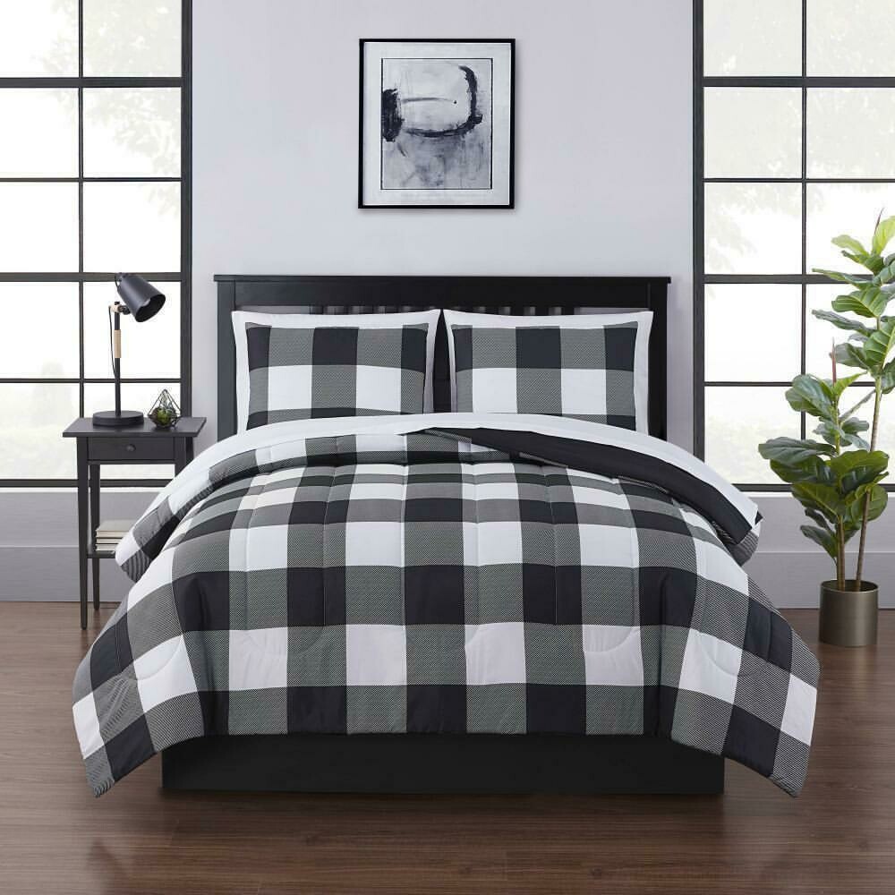 10 Pieces Plaid Bedroom Set