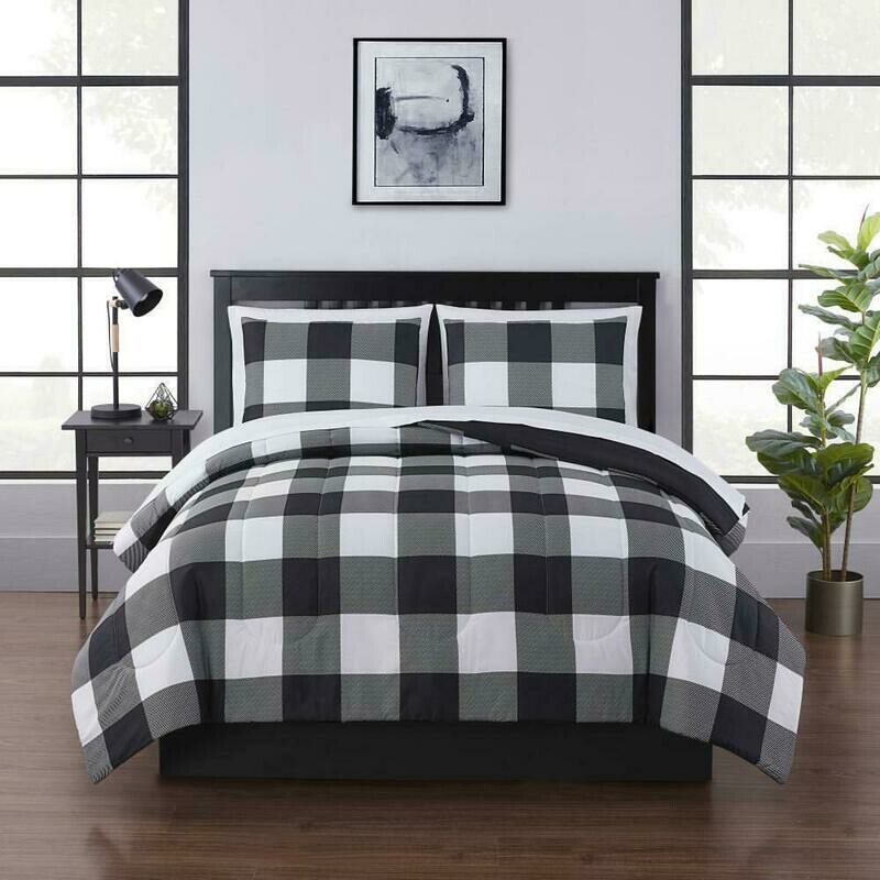 10 Pieces Plaid Bedroom Set