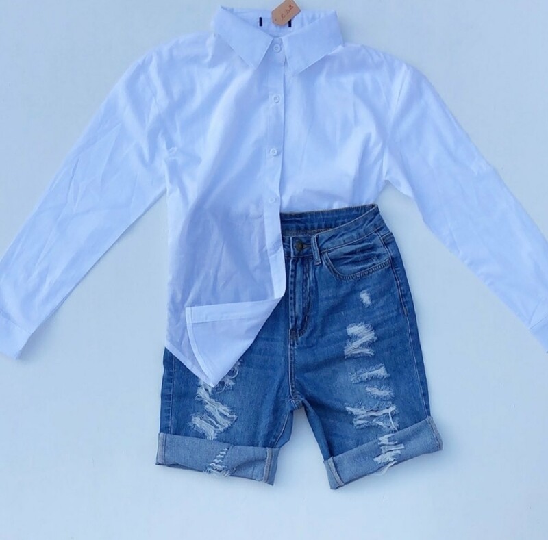 Long Sleeved Shirt &amp; Midi Shorts