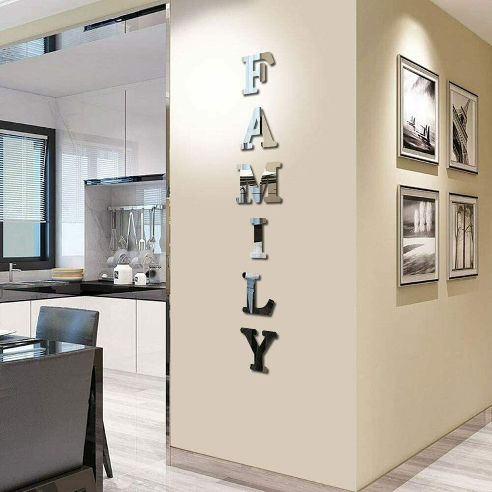 CrazyDeal Family Sign Letters Rustic Farmhouse Wall Decor Acrylic Decorative Mirror Wall Stickers