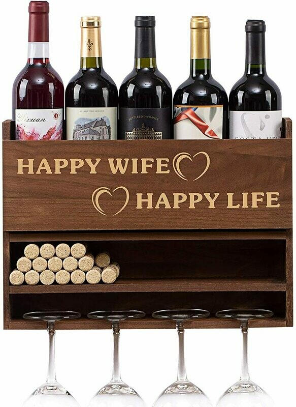 Sankell Wall Mounted Wine Rack, Bottle &amp; Glass Holder, Cork Storage Store Red, White, Champagne, Ideal Wine Decor
