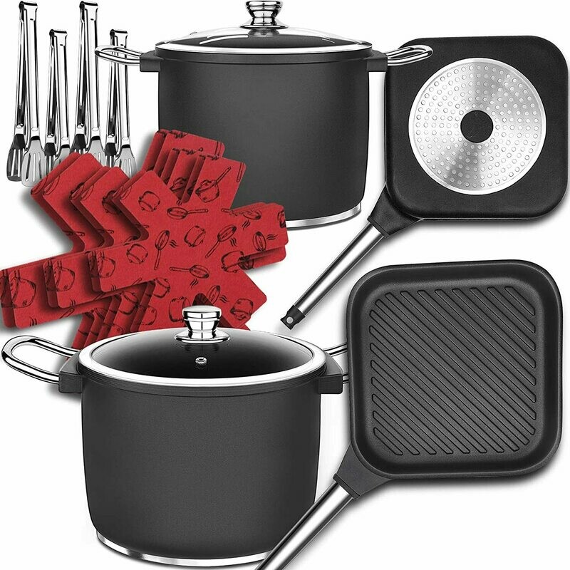 Dealz Frenzy Cast Iron Pots and Pans Sets,Non-Stick Induction Cookware Sets
