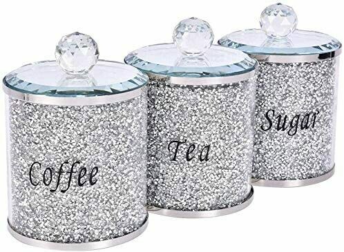 3PCS Luxurious Diamond Style Sugar Coffee Tea Jars,Kitchen Storage Containers Set