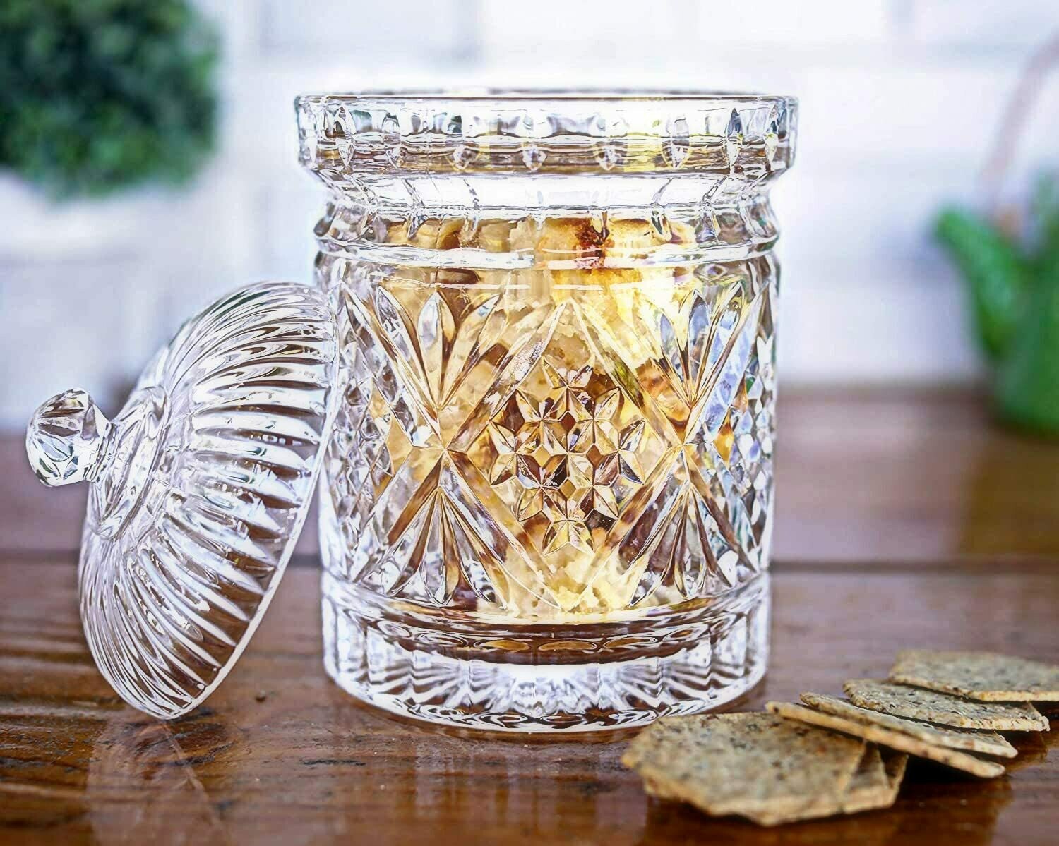 Elegant Crystal Candy Jar with Lid