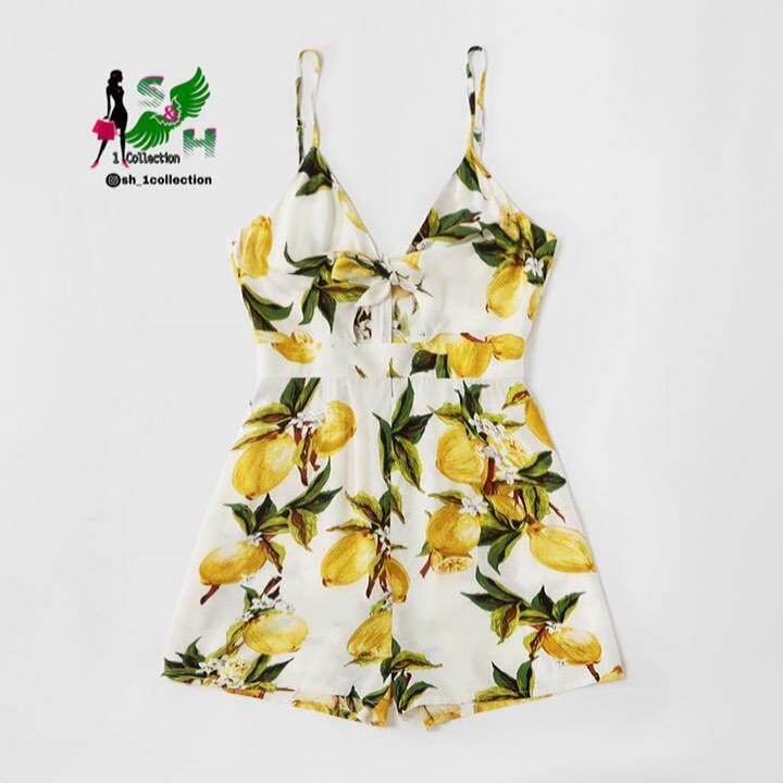 Women&#39;s Strap Bow Holiday Jumpsuit Shorts
