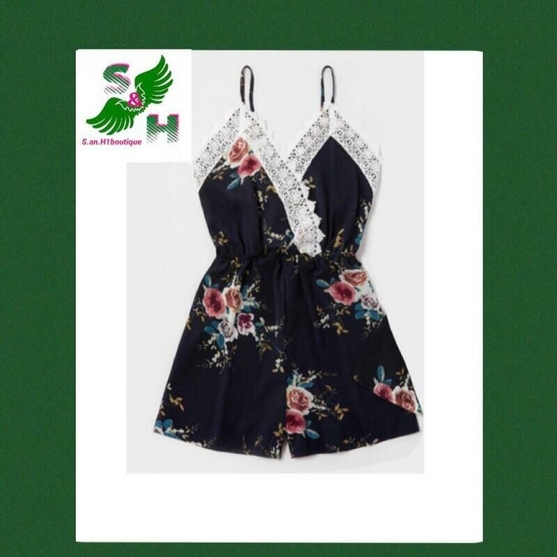 Black Floral Romper