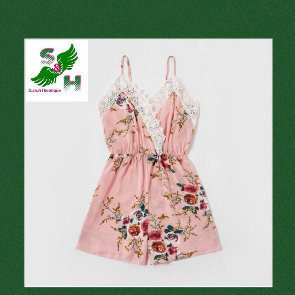 Pink Floral Romper