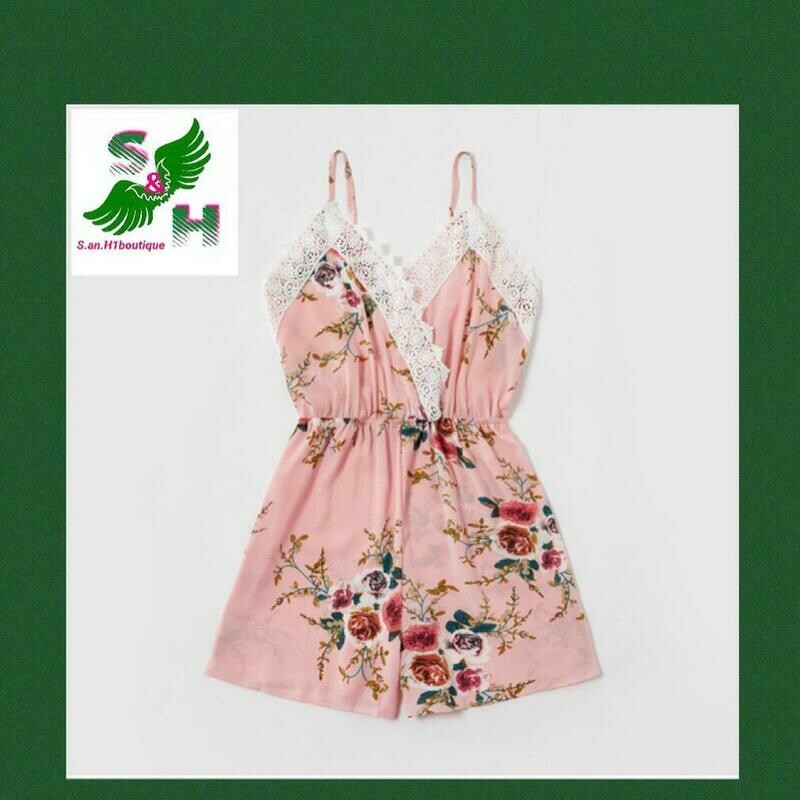 Pink Floral Romper