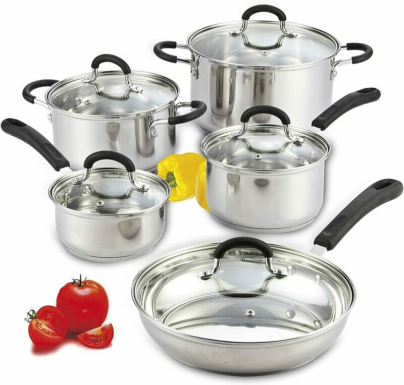 10 Piece Stainless Steel Pot Set