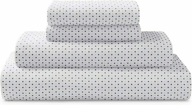 Brielle Home Cotton Jersey Knit (T-Shirt) Sheet Set, King, Polka DOT Navy