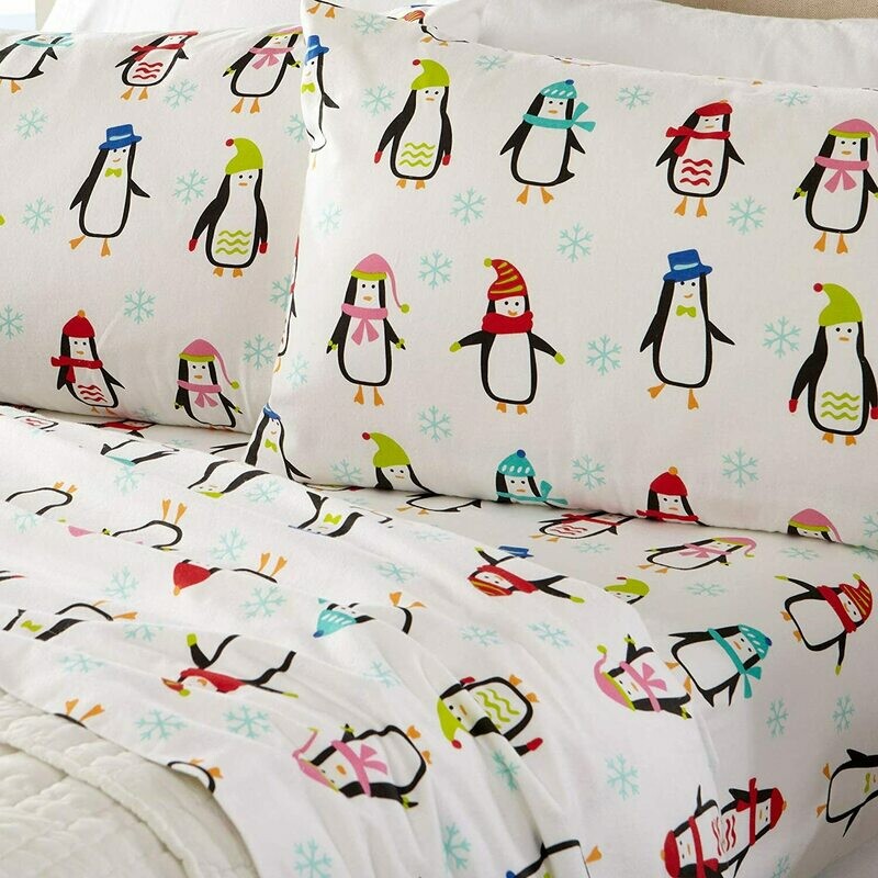 Home Fashion Designs Flannel Sheets King Winter Bed Sheets Flannel Sheet Set Penguins Flannel Sheets 100% Turkish Cotton Flannel Sheet Set