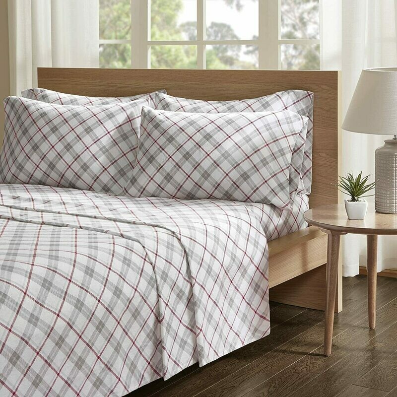 Comfort Spaces 100% Cotton Flannel Soft Deep Pocket Bedding Sets 6 Pieces