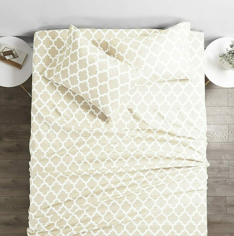 Italian Luxury 1800 Series Hotel Collection Quatrefoil Pattern Bed Sheet Set