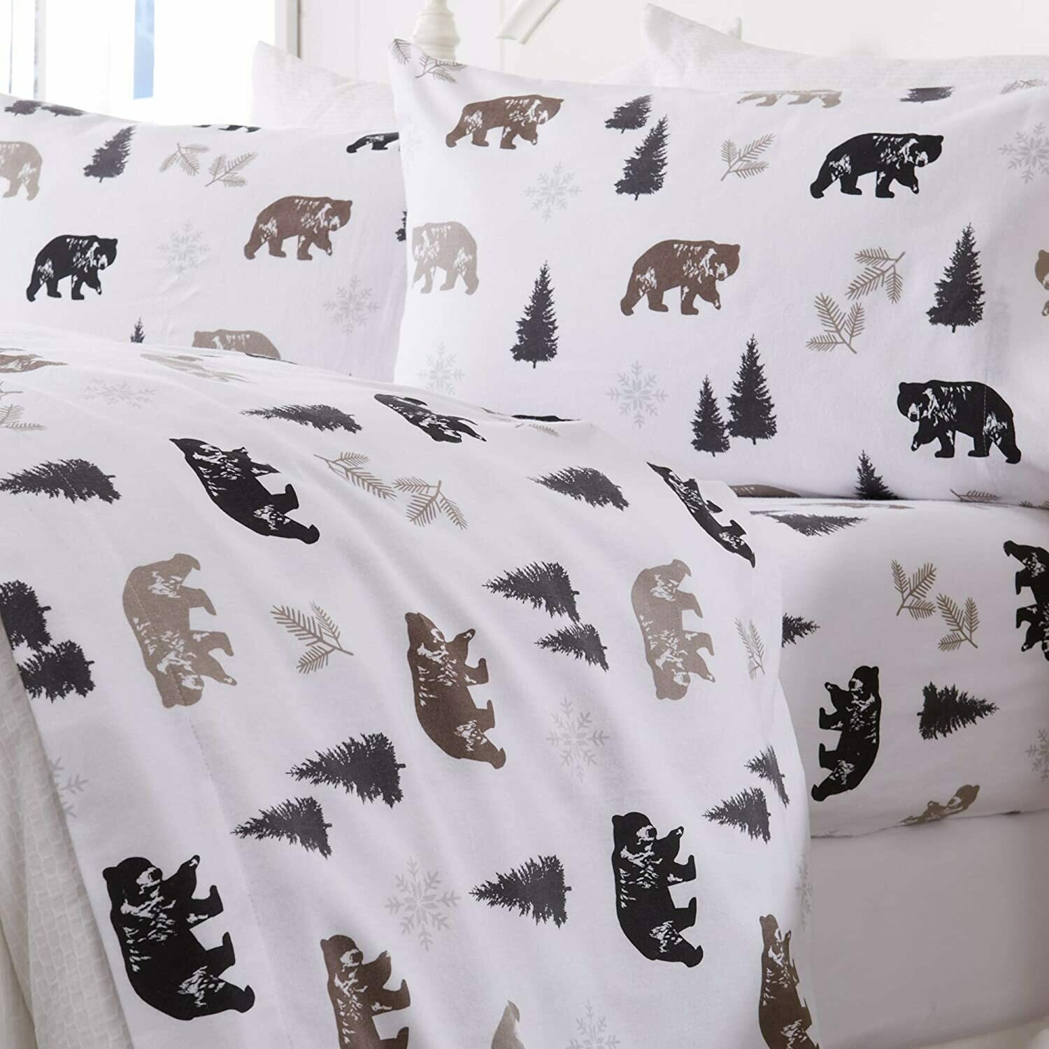Great Bay Home 4 Piece Extra Soft Printed 100% Turkish Cotton Flannel Sheet Set