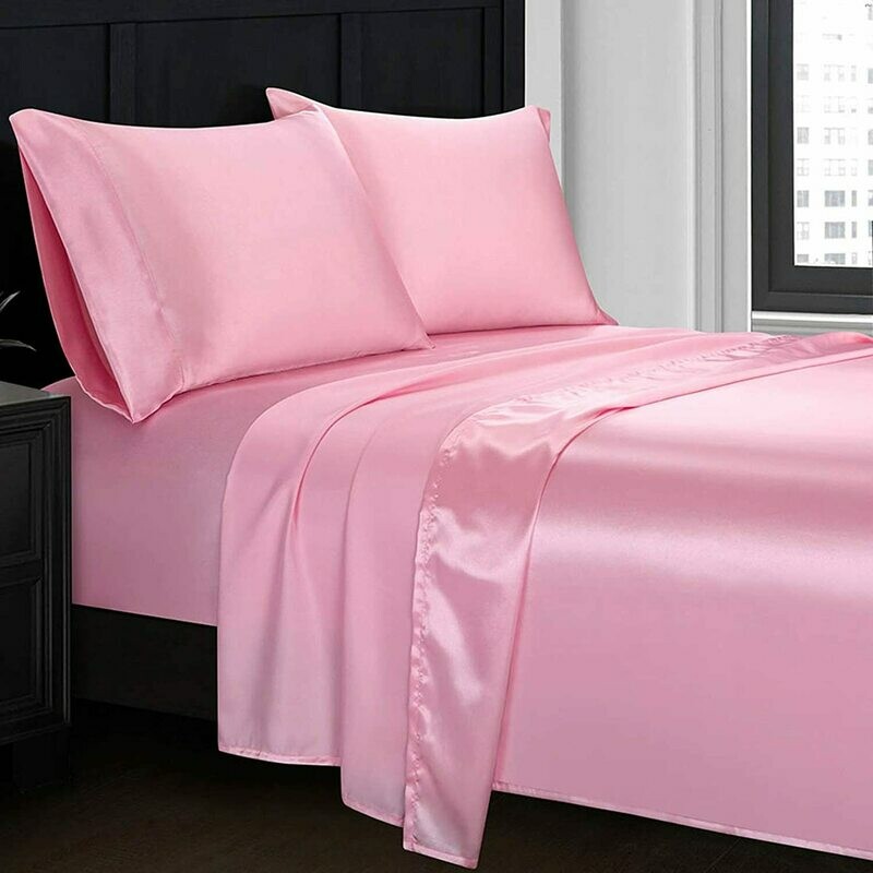 Homiest 4pcs Satin Sheets Set Luxury Silky Satin Bedding Set with Deep Pocket