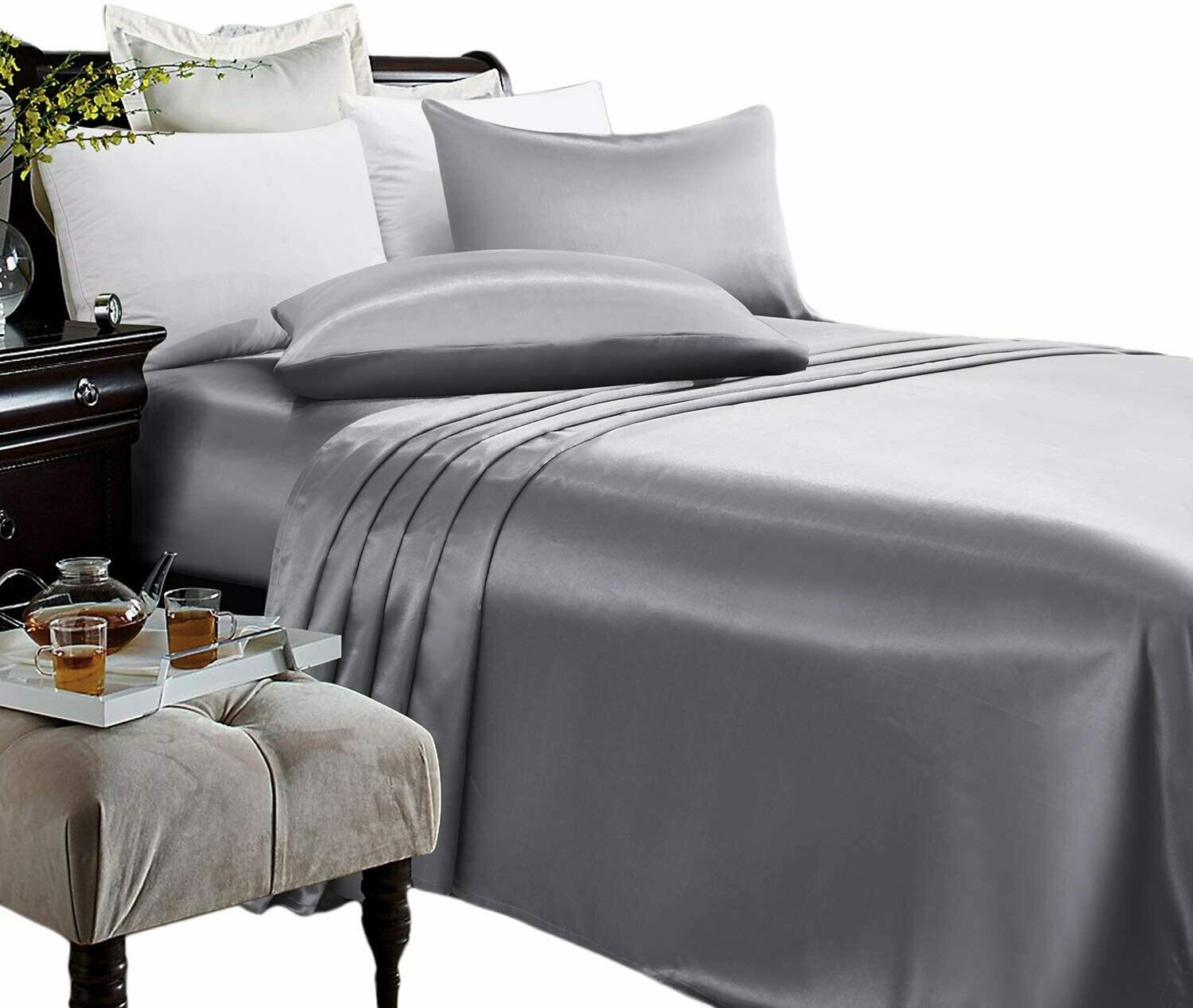 ARTALL Silky Super Soft 4 Piece Deep Pocket Satin Sheet Set