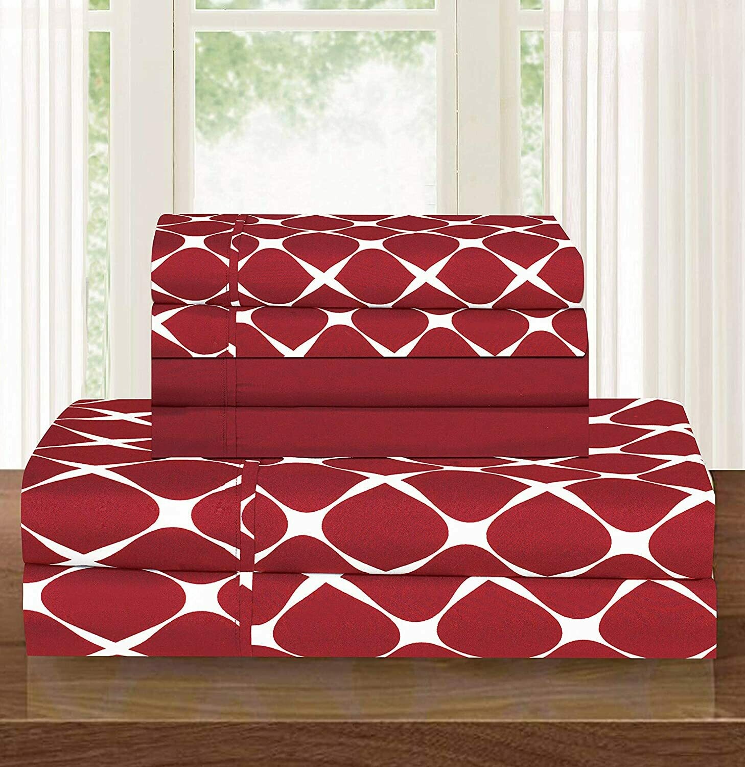 Luxury Softest and Coziest 6-Piece Bed Sheet Set, Wrinkle Resistant Milano Trellis Pattern
