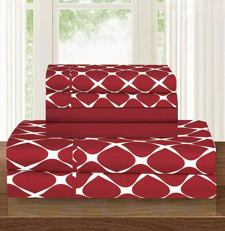 Luxury Softest and Coziest 6-Piece Bed Sheet Set, Wrinkle Resistant Milano Trellis Pattern