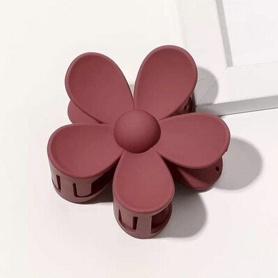 Burgundy Flower Claw Clip