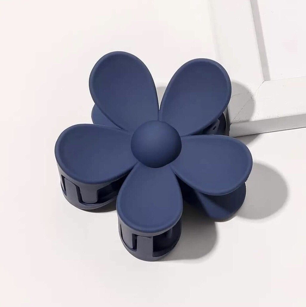 Navy Blue Flower Claw Clip