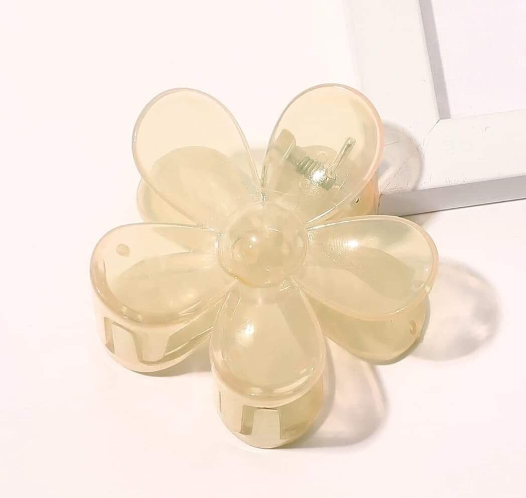 Clear Peach Flower Claw Clip