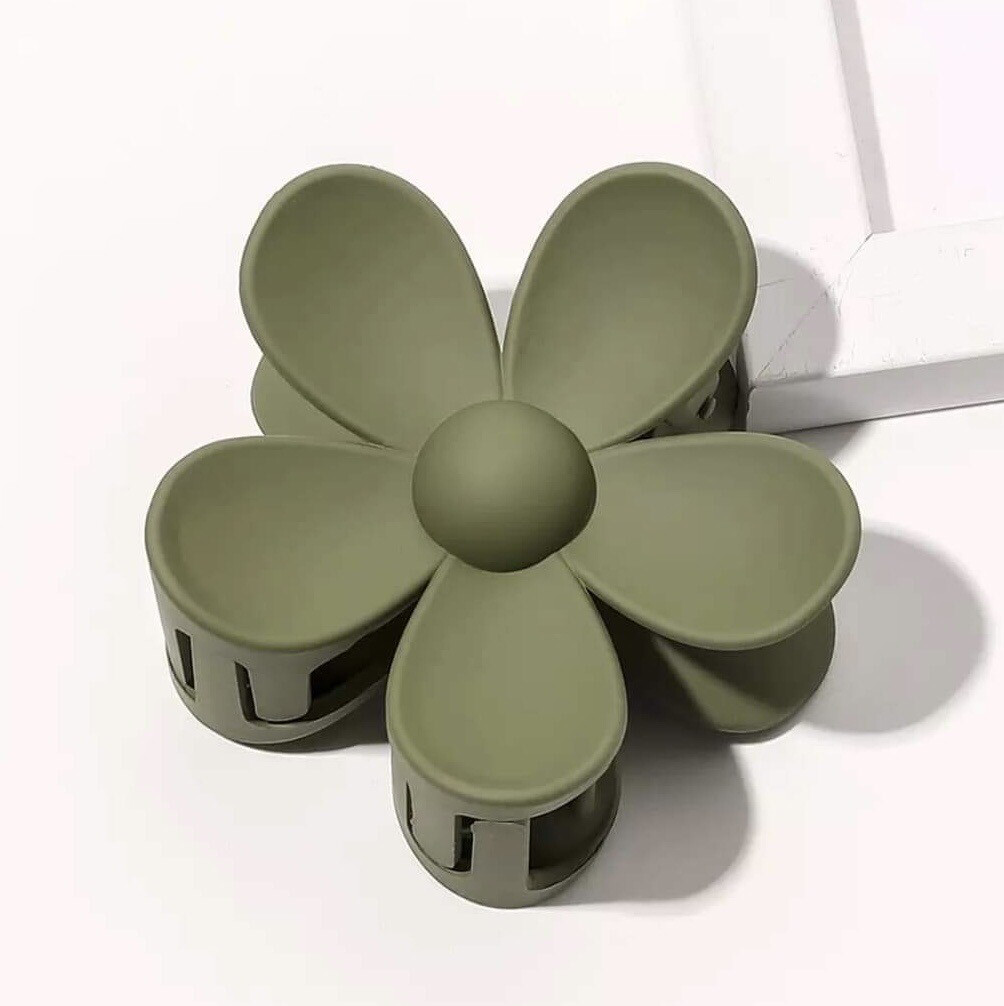 Sage Green Flower Claw Clip