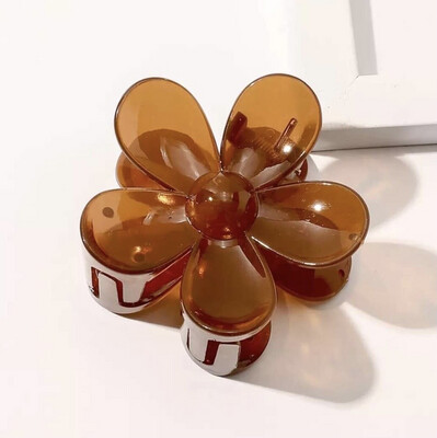 Clear Brown Flower Claw Clip