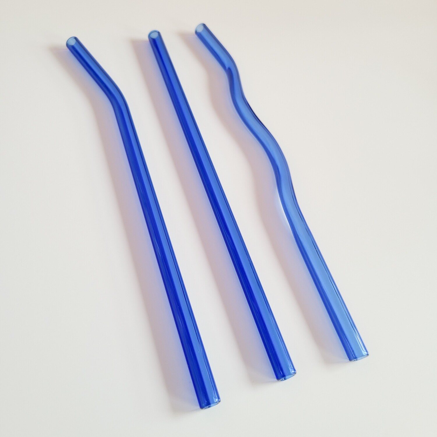 Blue Glass Straw, Shape: Stright
