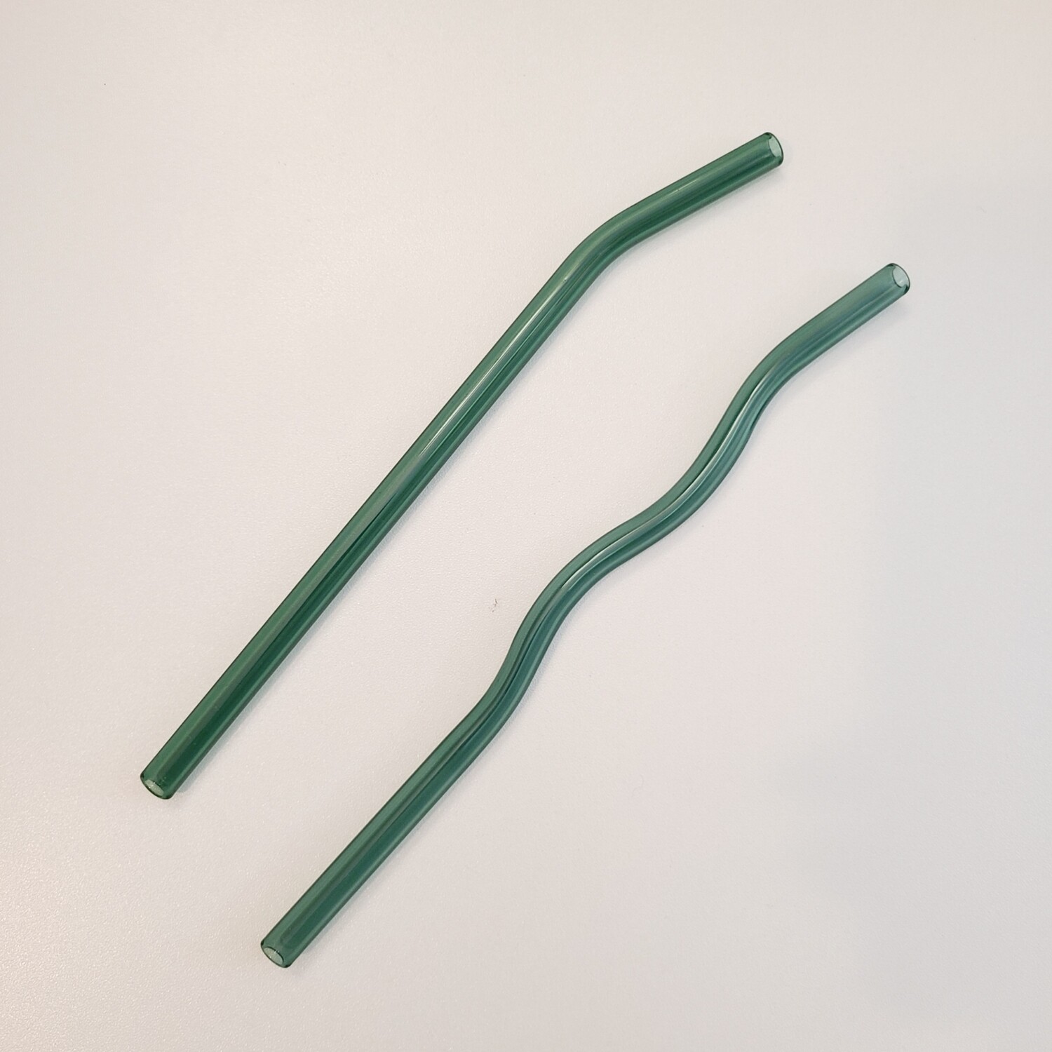 Teal Glass Straw, Shape: Curved