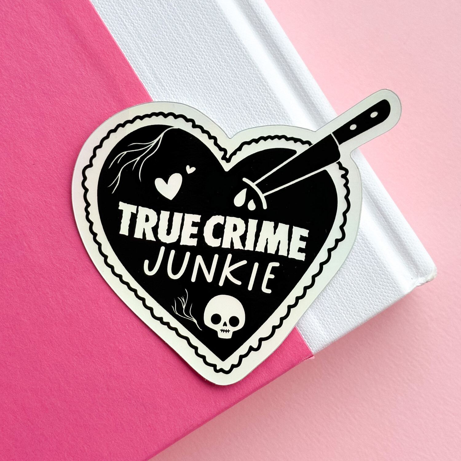 True Crime Junkie Holographic Weatherproof Sticker