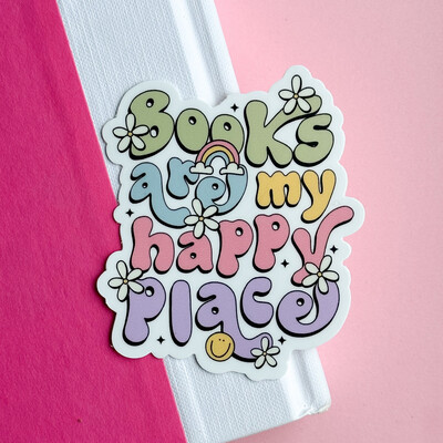 Books Are My Happy Place | Weatherproof Sticker