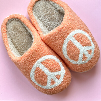 Peach Peace Sign Slippers