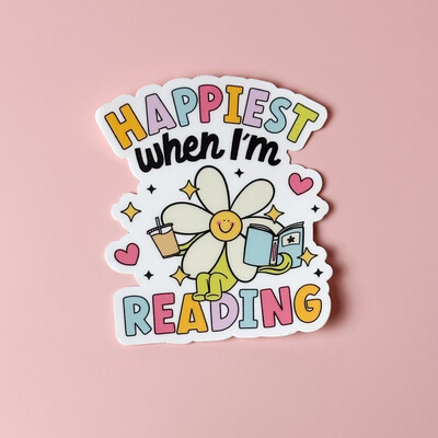Happiest When I’m Reading | Weatherproof Sticker