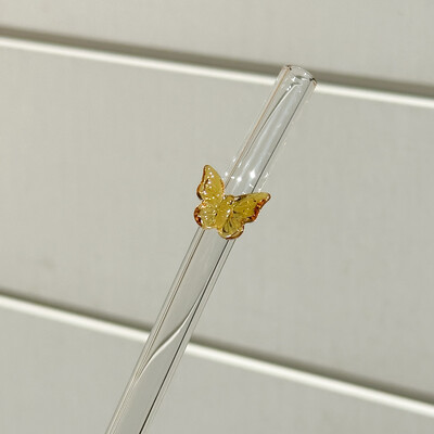 Yellow Butterfly | Glass Straw