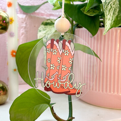 Howdy Brown | Acrylic Car Hanging