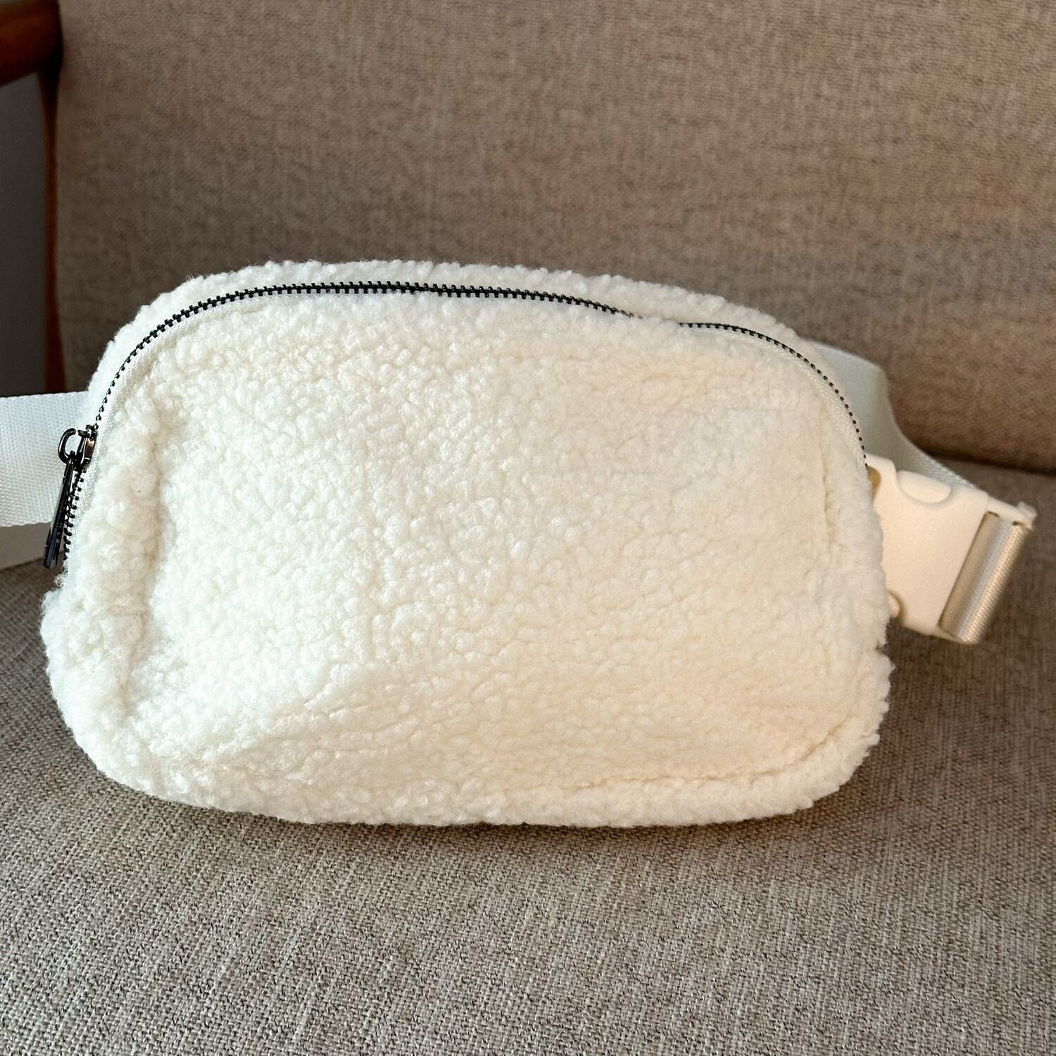 Cream Sherpa Belt Bag