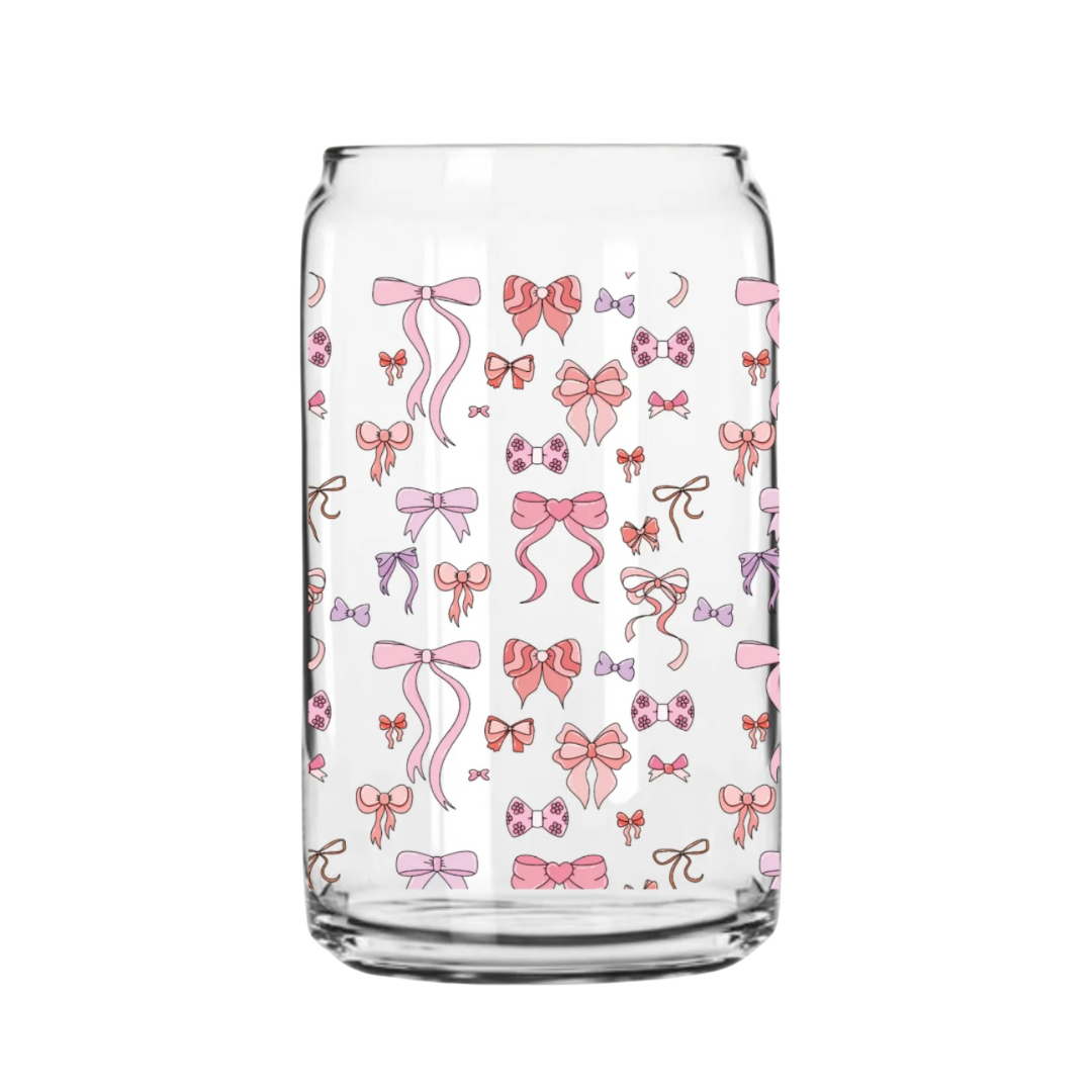 Pink Bows | 16oz Glass Can