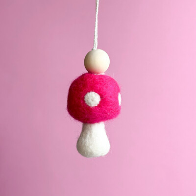 Hot Pink | Felt Mushroom Hanging
