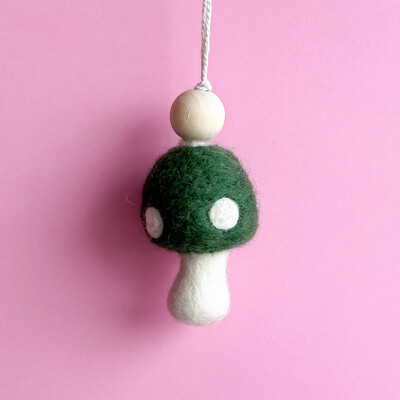 Dark Green | Felt Mushroom Hanging