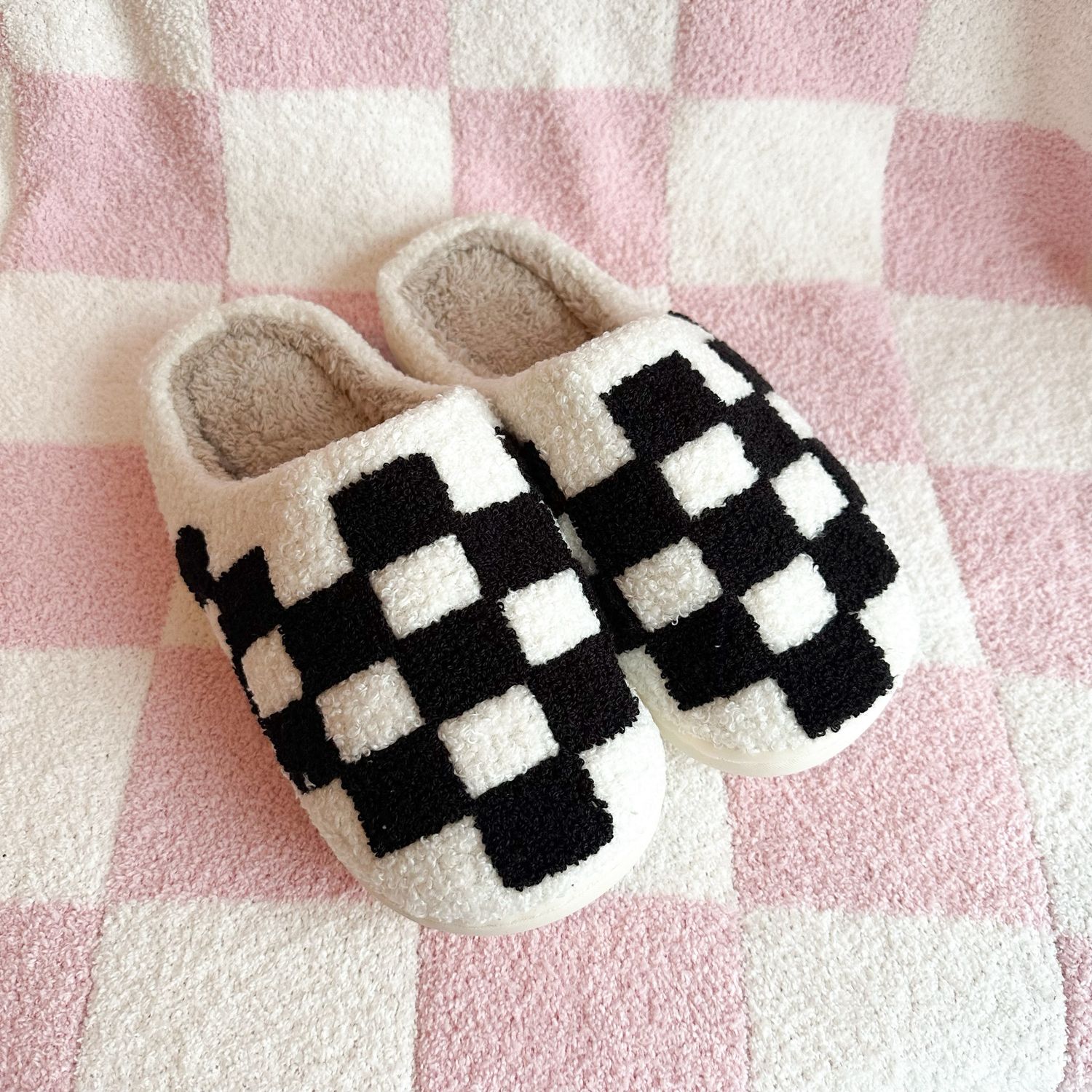 Black Checker Slippers