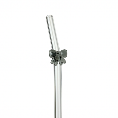 Clear Black Bow | Glass Straw