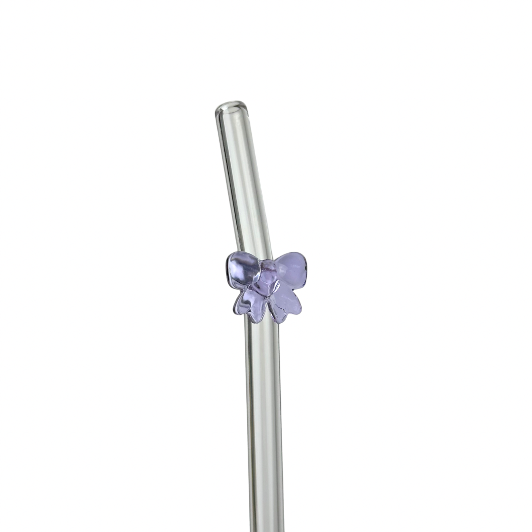 Purple Bow | Glass Straw
